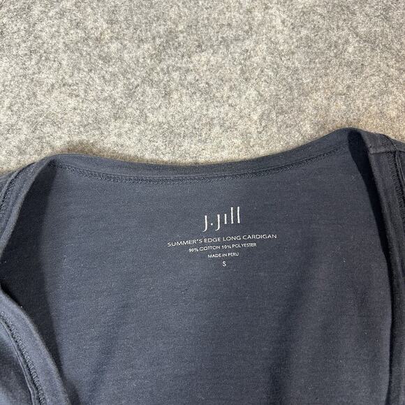 J Jill Summer's Edge Long Cardigan Women’s Small Deep Blue Cotton Lightweight - Picture 4 of 7